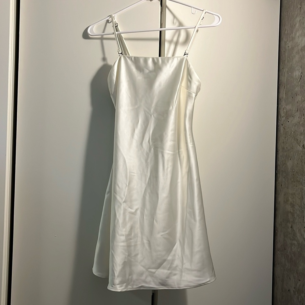 White satin slip dress